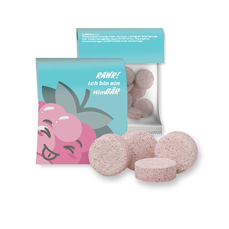 Himbeer Drops, ca. 15g, Express Midi-Tüte mit Werbereiter