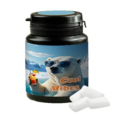 Icemint Kaugummi, ca. 63g, Kaugummi Dose schwarz