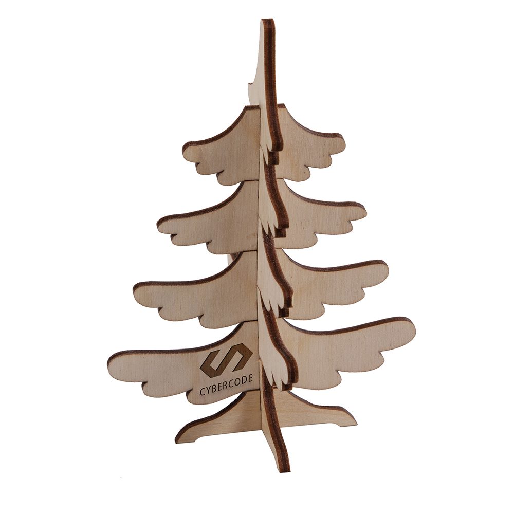 3D Holzpuzzle-Karte, Tannenbaum mit Lasergravur