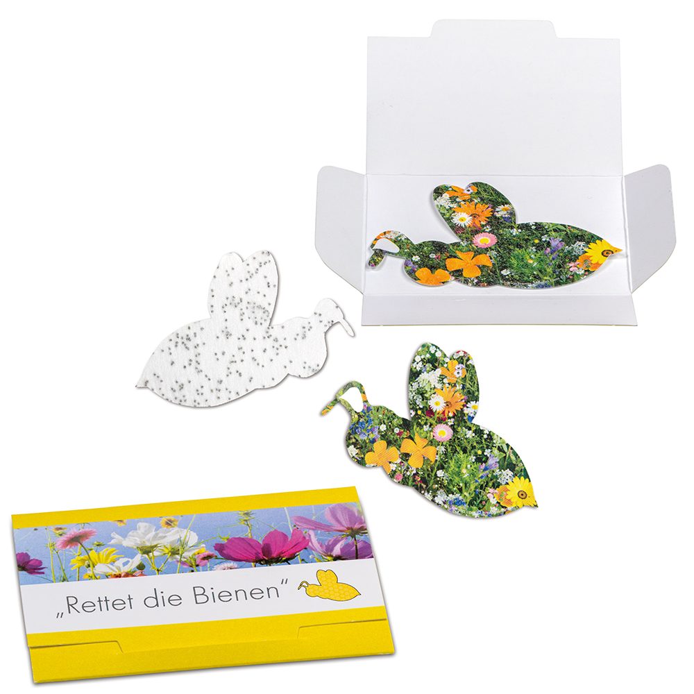 Samenpapier in Klappkärtchen, Bienchen