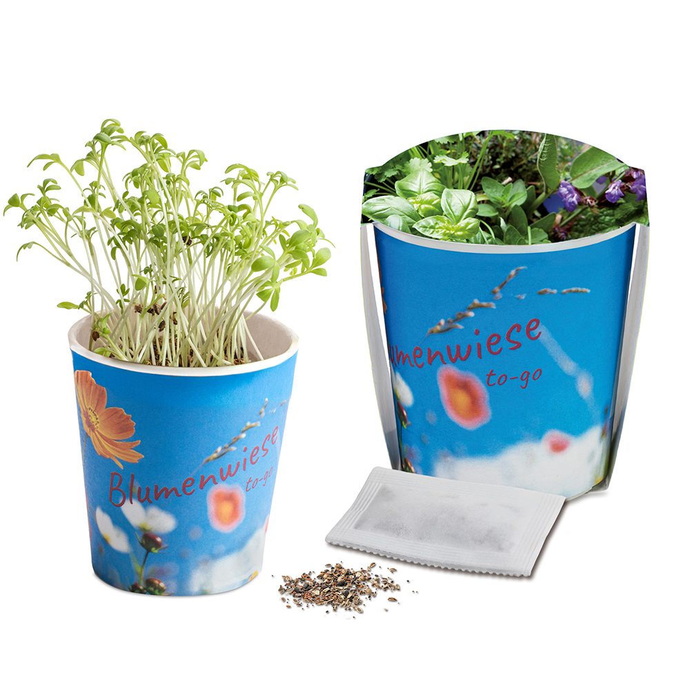 Blumenwiese To-Go, Kräutermischung - Druck individuell 4/0-c (ab 2.500 Stk.)