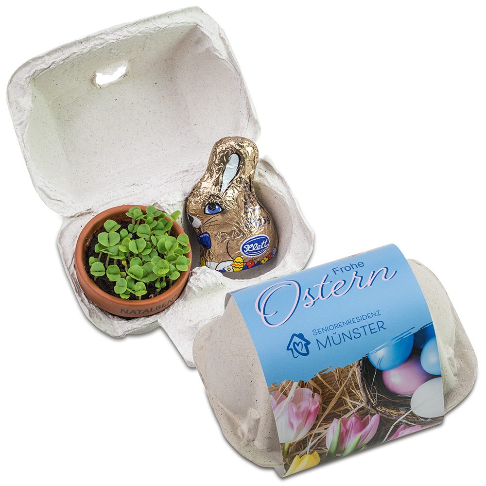 Das Gelbe vom Ei - Duo, mit Tontöpfchen und Schokohase