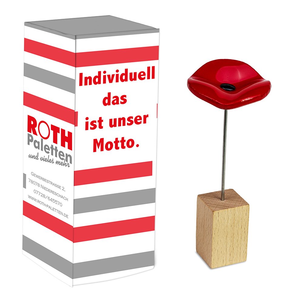 Handgefertigte Glasblume, rot