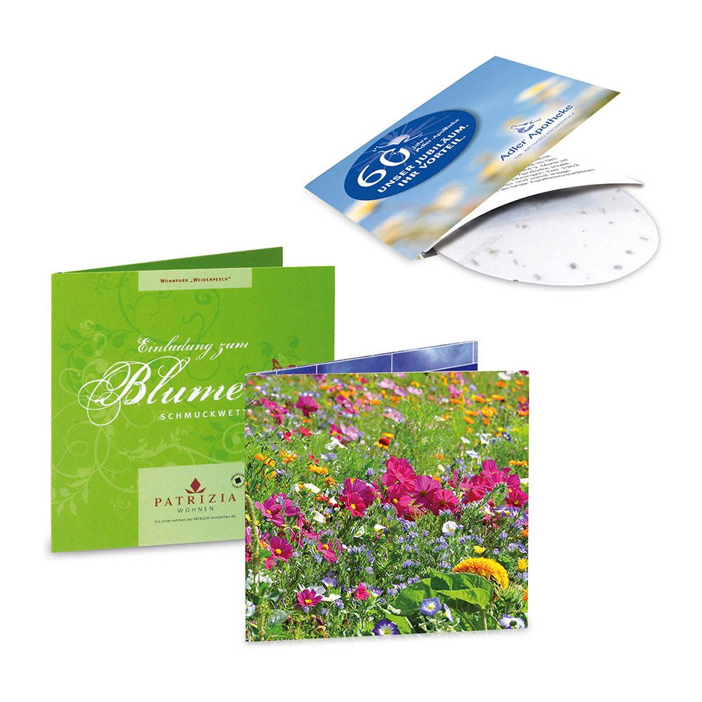 Green-Card mit Samen, Sommerblumenmischung, 4/4-c
