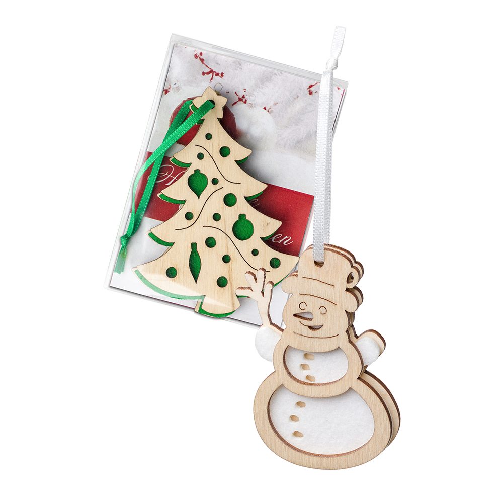 Holz-Filz Anhänger, Schneemann in Box