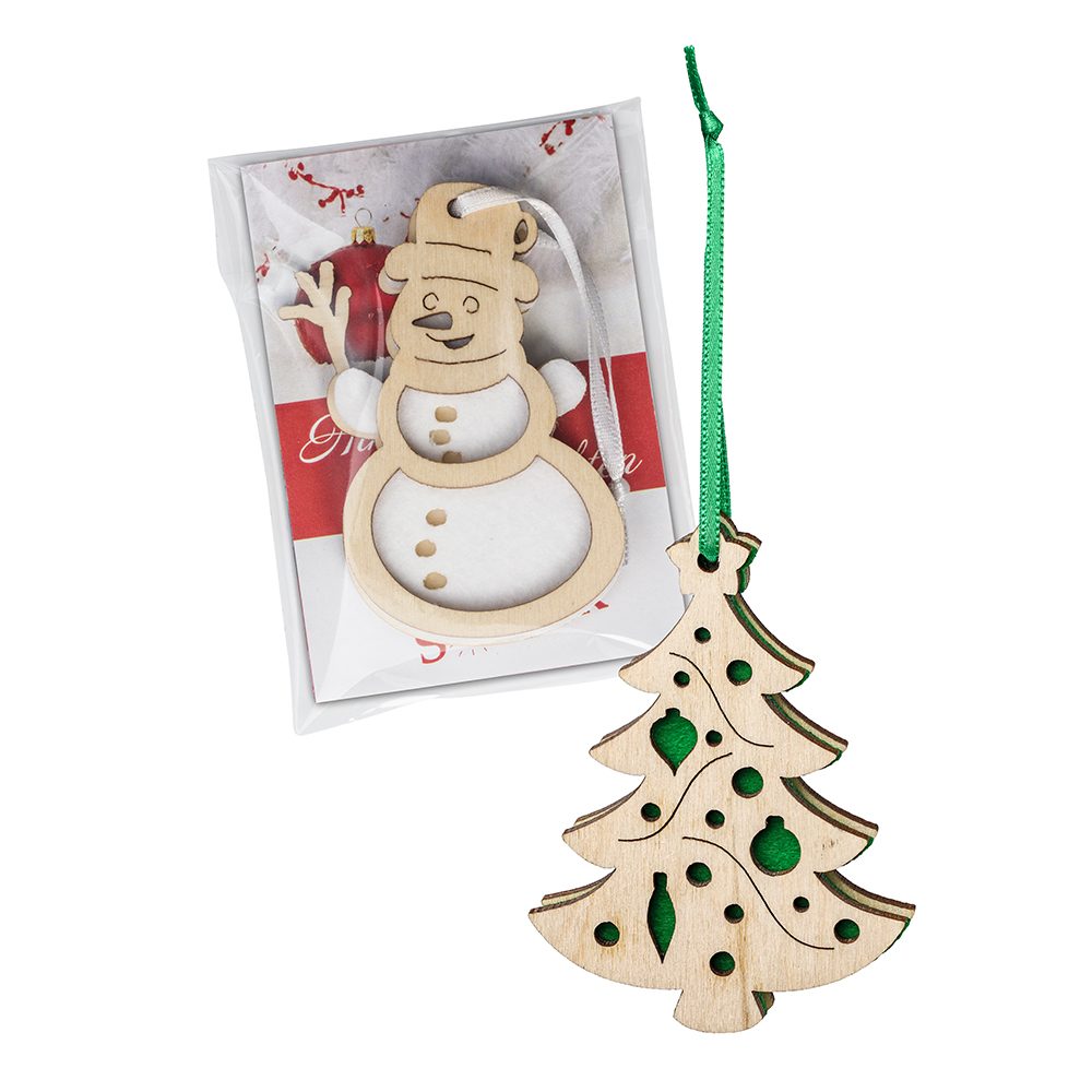 Holz-Filz Anhänger, Tannenbaum in Werbetüte