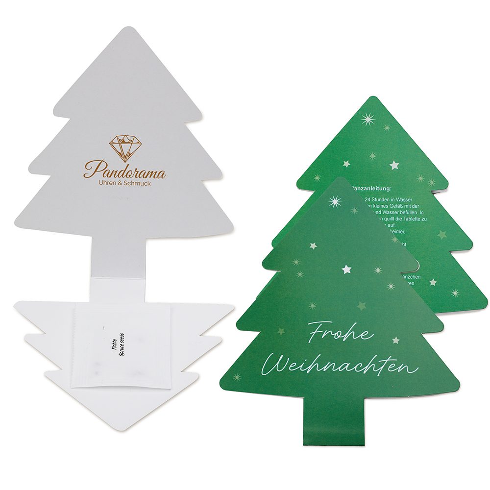 Klappkärtchen Tannenbaum, neutral mit 1-c Logoeindruck