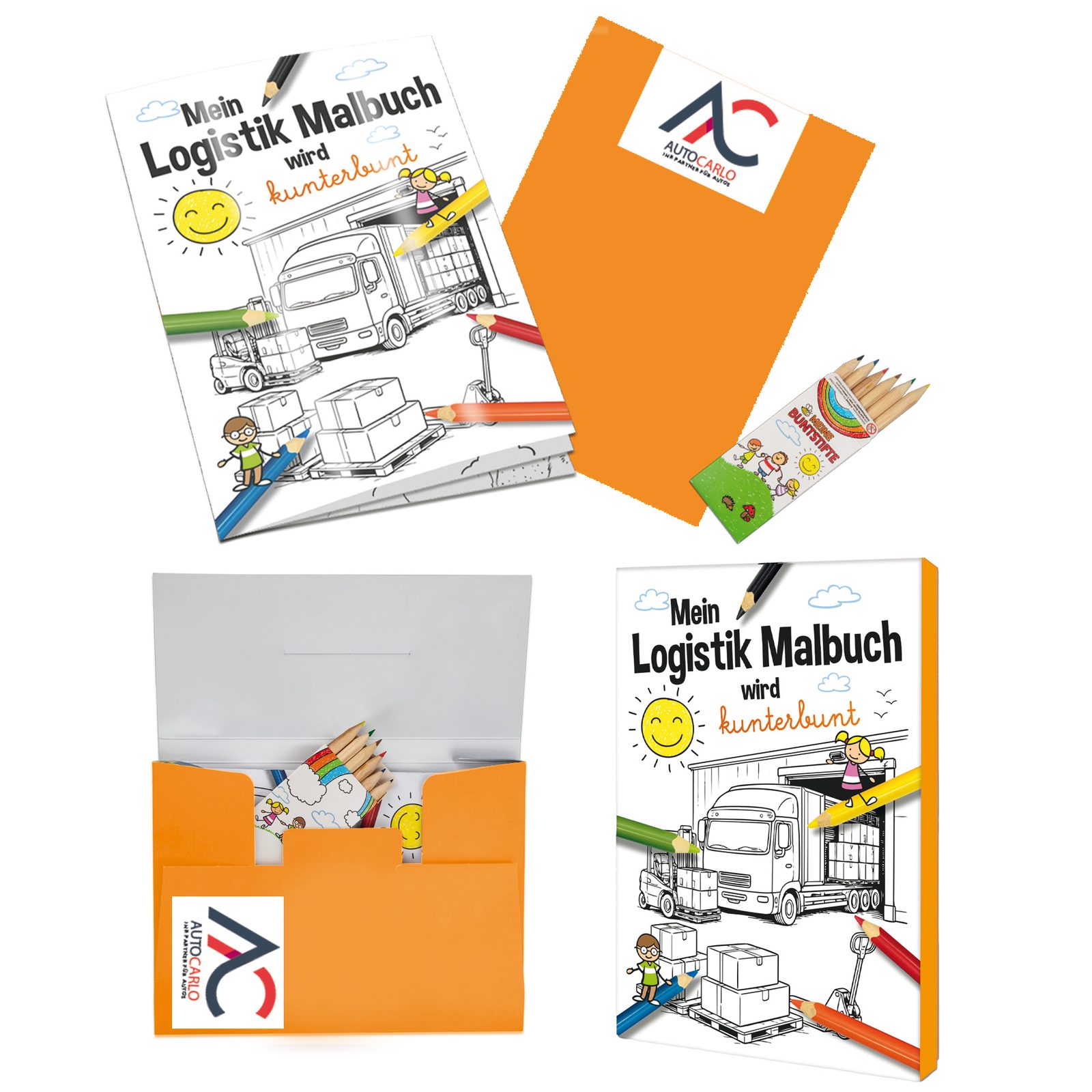 Malbuch / Mal-Set A6 - Logistik, Malset mit 2-c Logoeindruck (ab 500 Stk.)