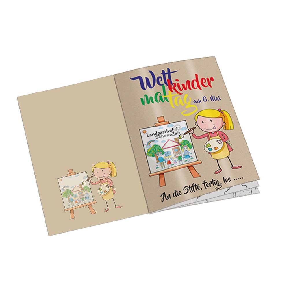 Malbuch / Mal-Set A6 - Bauernhof, Malbuch mit individueller Vorder- und Rückseite (ab 500 Stk.)
