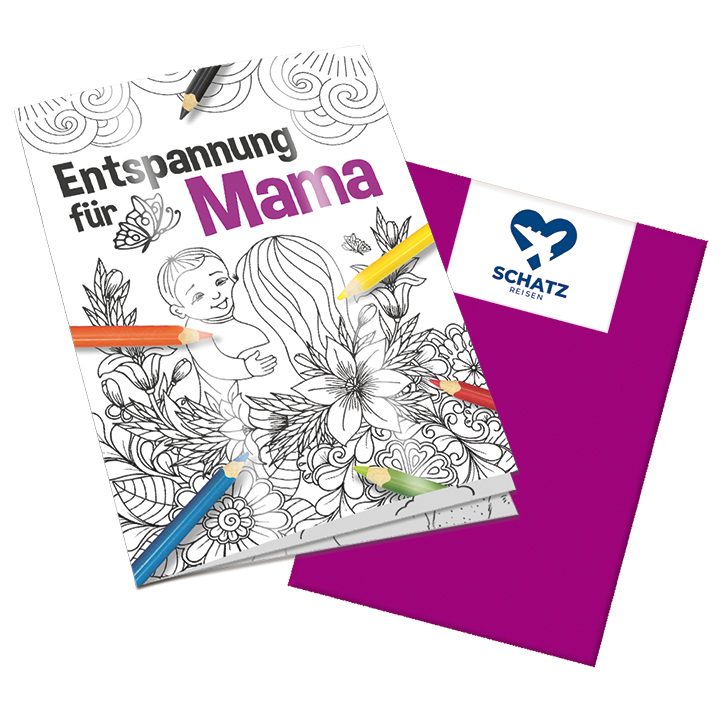 Malbuch / Mal-Set A6 - Entspannung für Mama, Malbuch mit 1-c Logoeindruck