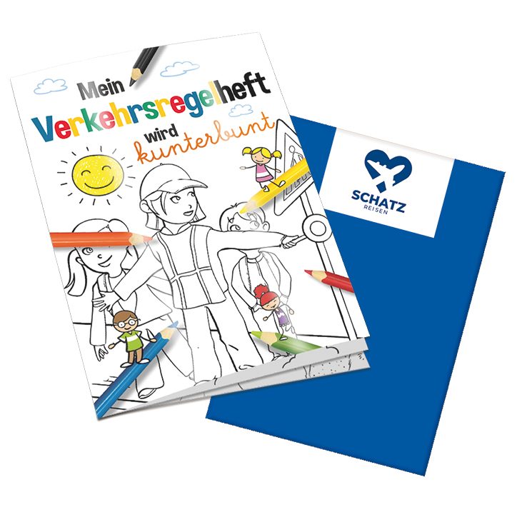 Malbuch / Mal-Set A6 - Verkehr, Malbuch mit 1-c Logoeindruck