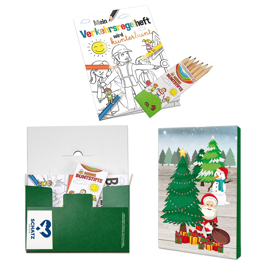 Mal-Set A6 - Weihnachten, Malset mit 1-c Logoeindruck