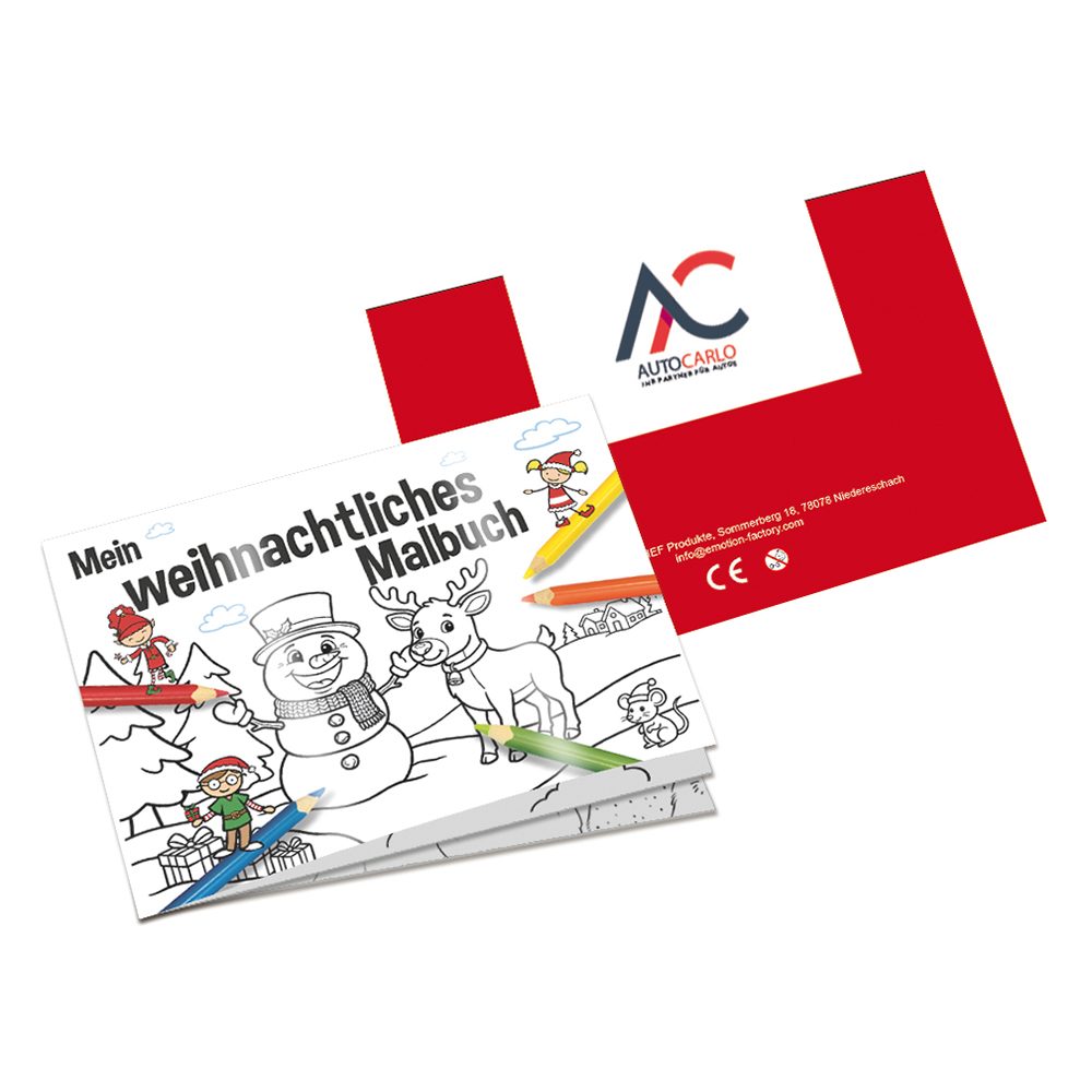 Malbuch Mini A7 - Weihnachtliches, Malbuch mit 2-c Logoeindruck