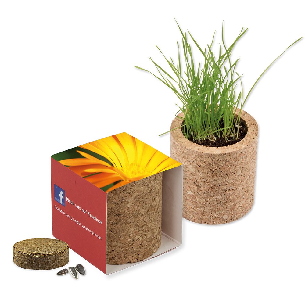 Pflanz-Kork rund mit Samen, Ringelblume, Lasergravur