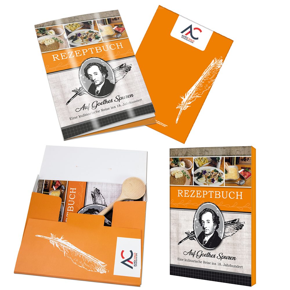 Rezeptbuch-Set "Auf Goethes Spuren", Set mit 2-c Logoeindruck