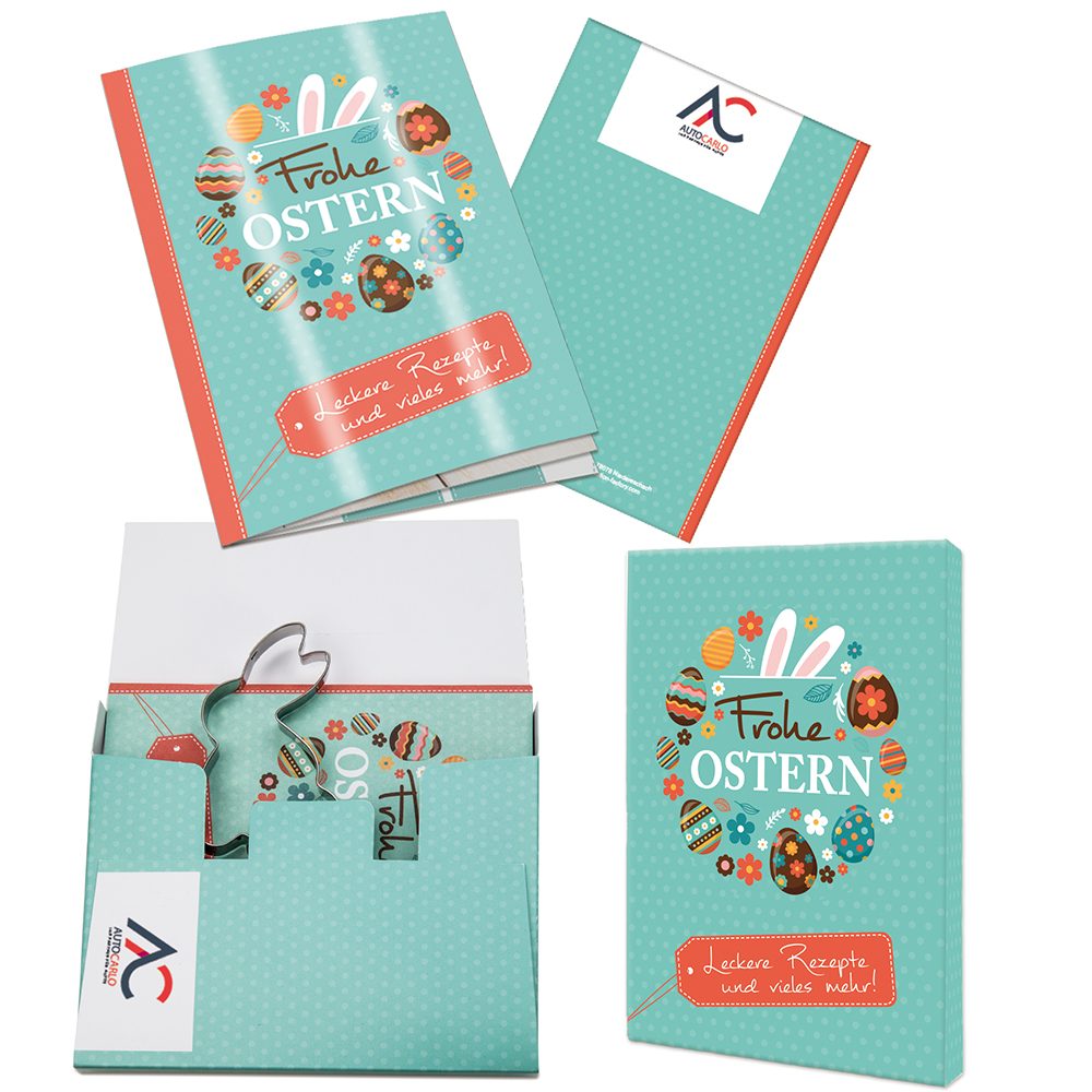 Rezeptbuch-Set "Ostern", Backförmchen-Set mit 2-c Logoeindruck