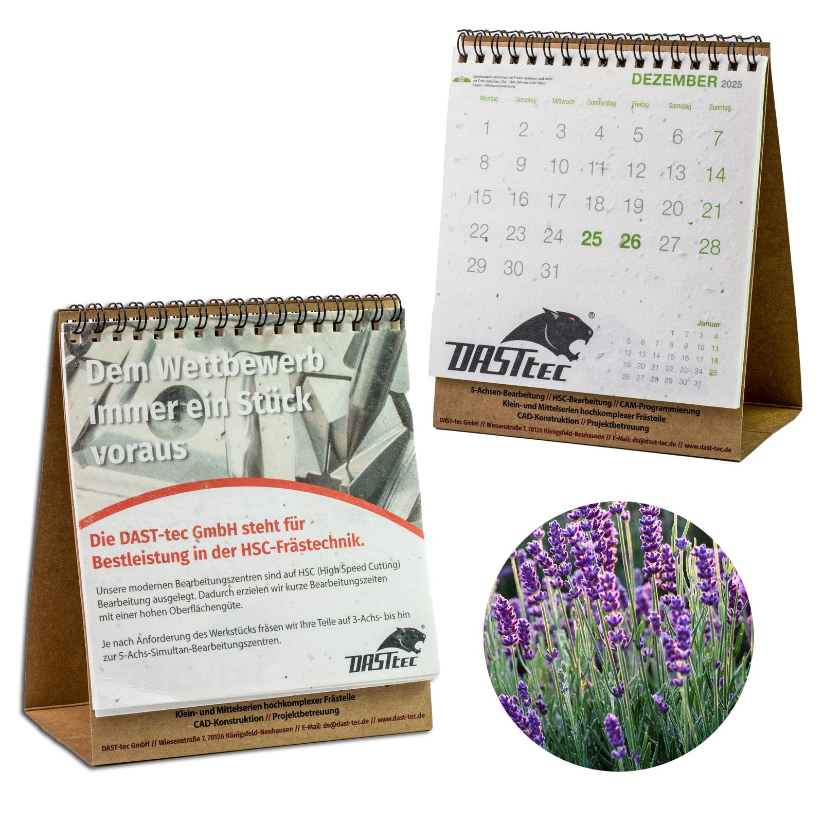 Samenpapier-Tischkalender, Lavendel