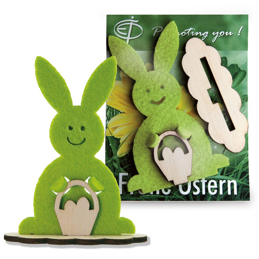 Steckfigur Hase in Werbekarte