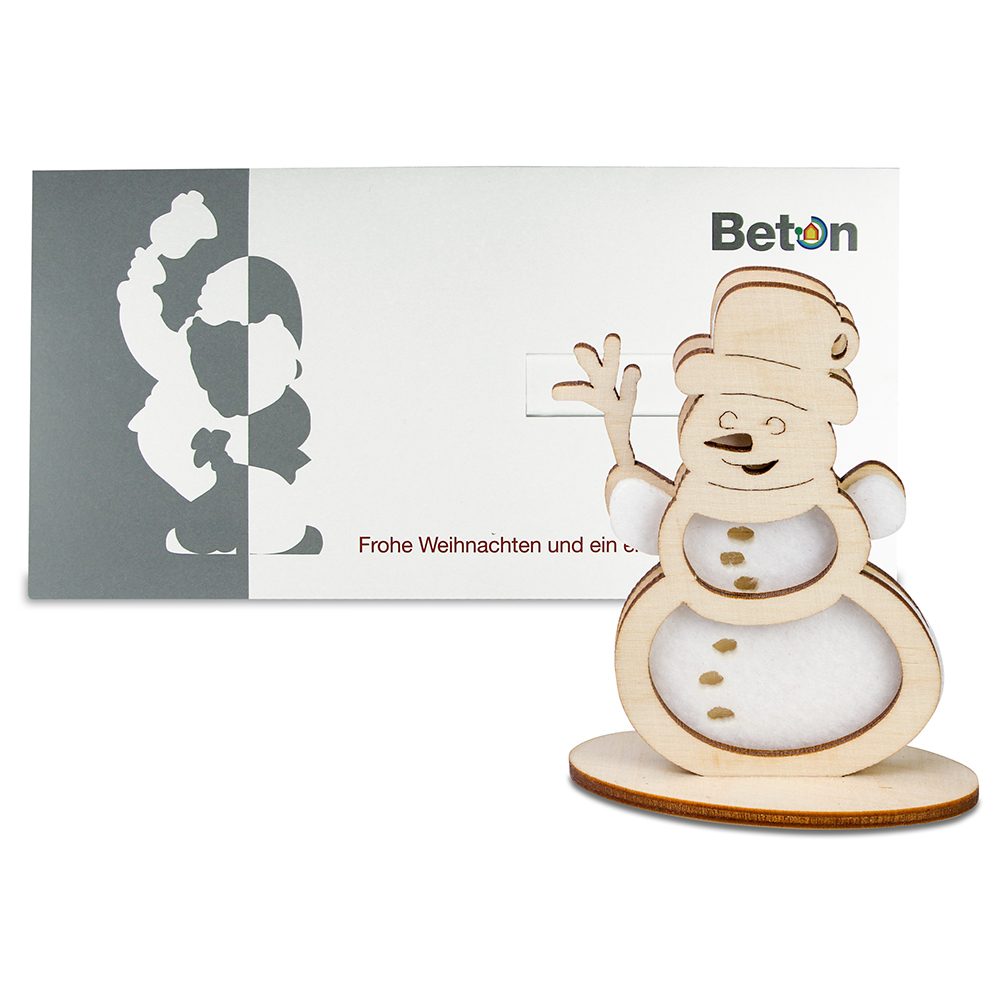 Steckfiguren-Karte Filz Premium, Schneemann Premium 4/4-c