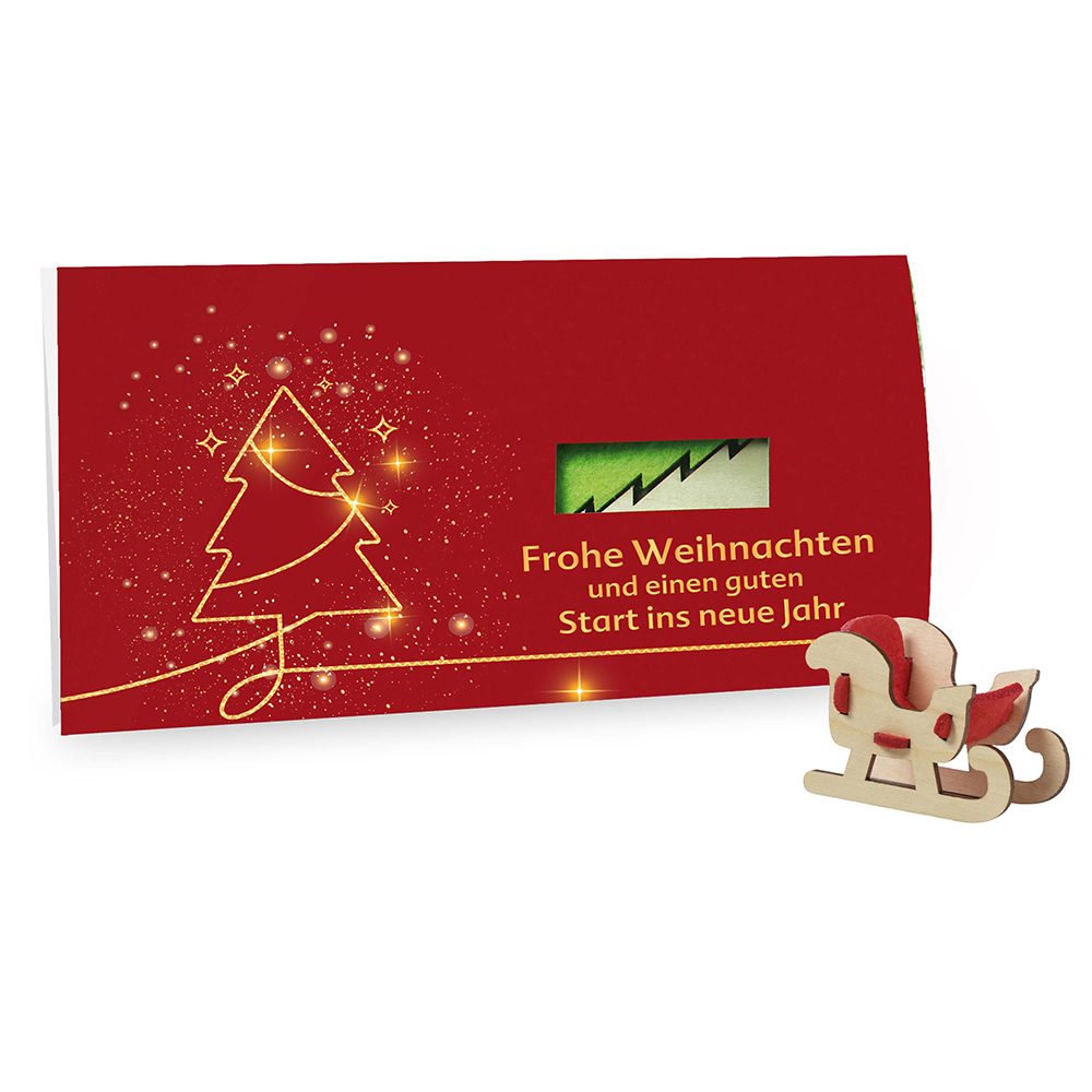Steckfiguren-Karte Filz - Standardmotiv, Schlitten