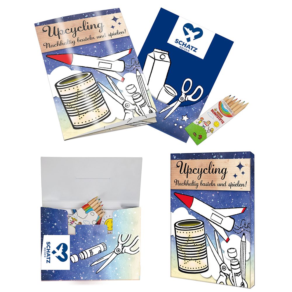 Upcycling-Set, Alltagsgegenstände - Tampondruck 1-c