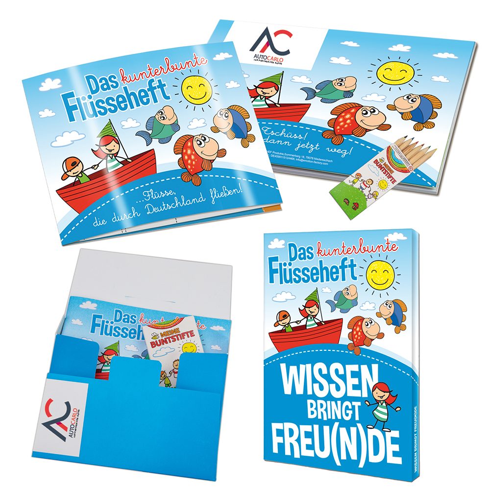 Wissen-Set „Das Flüsseheft“, Set - mit 2-c Logoeindruck