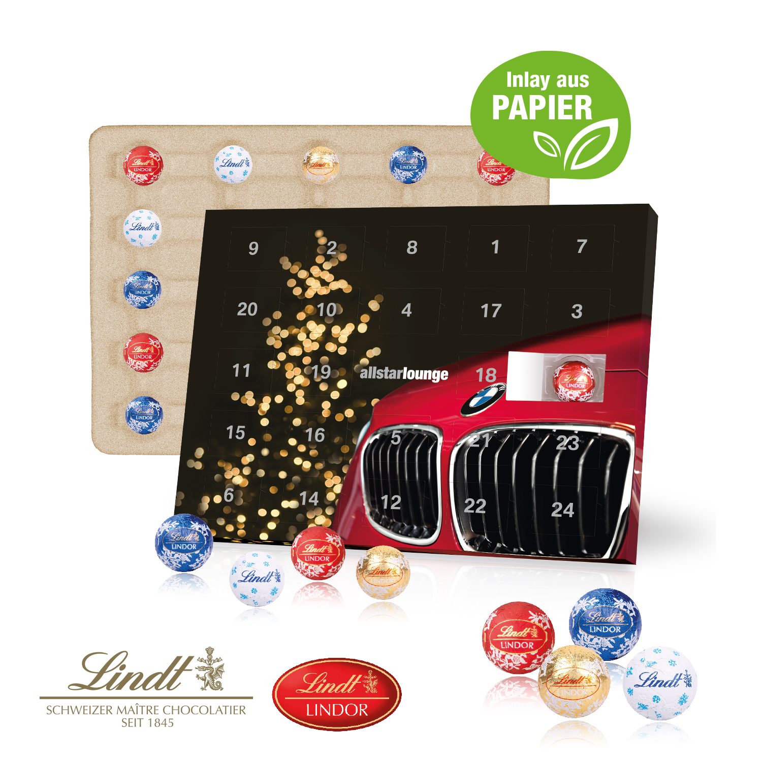 Tisch-Adventskalender Lindt "Gourmet Edition", Inlay aus Papier