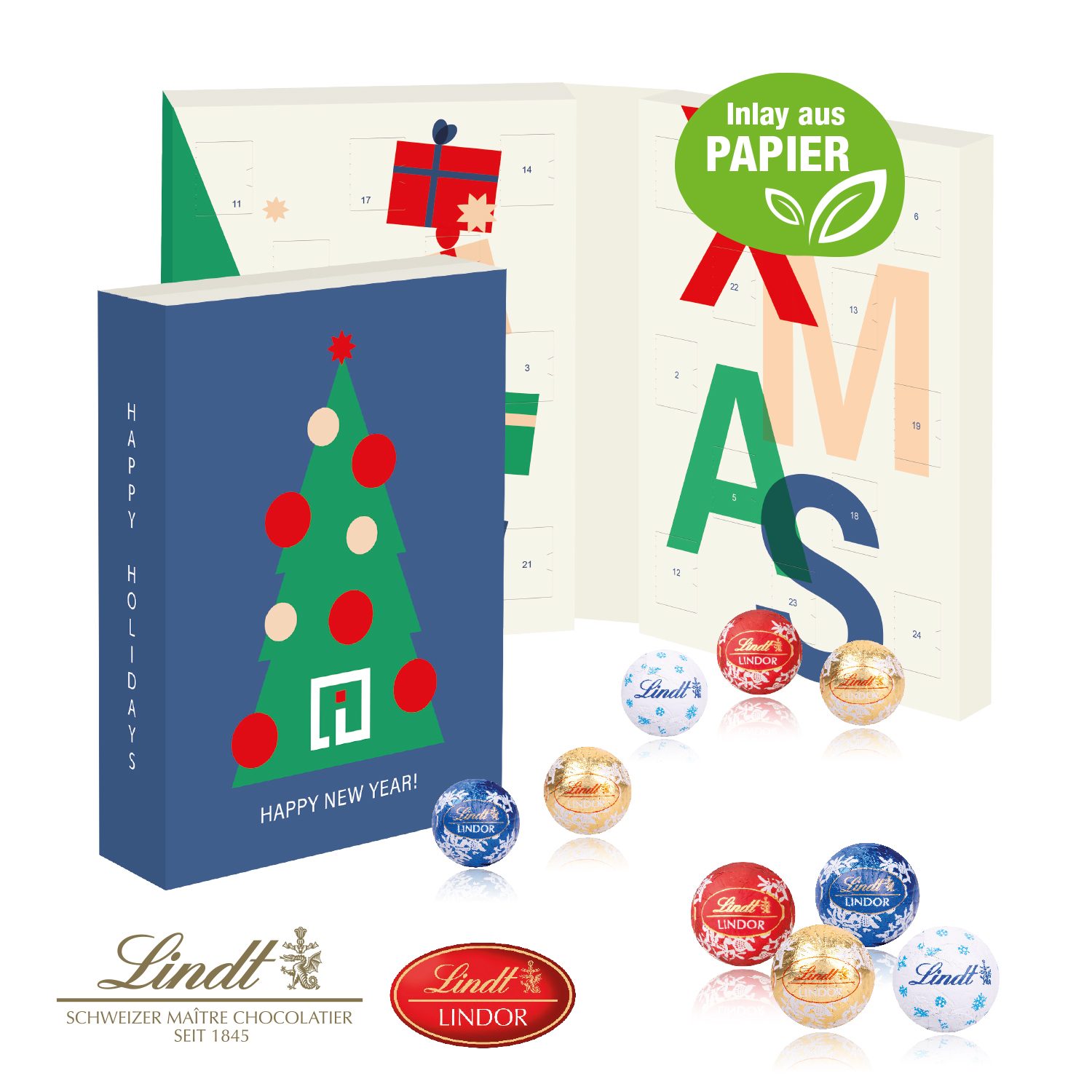 Lindt Adventskalender zum Aufklappen, Inlay aus Papier