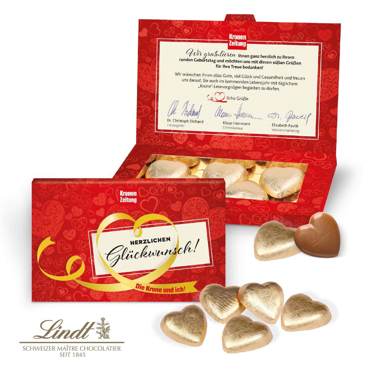 Präsentbox "Business" mit Lindt Schokoherzen