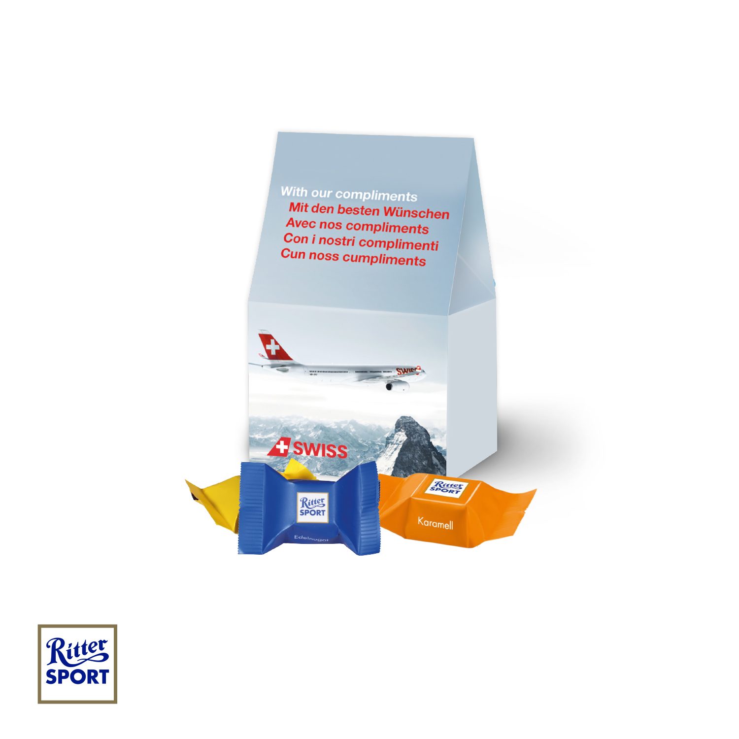 Werbepräsent "Selection Mini" mit Ritter SPORT Schokowürfel
