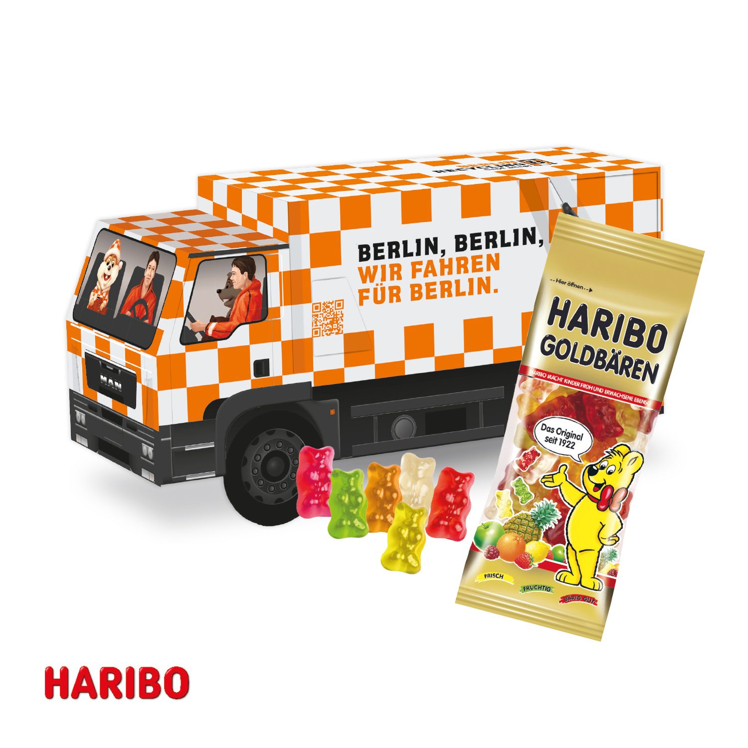 3D Präsent "LKW" mit Haribo Goldbären