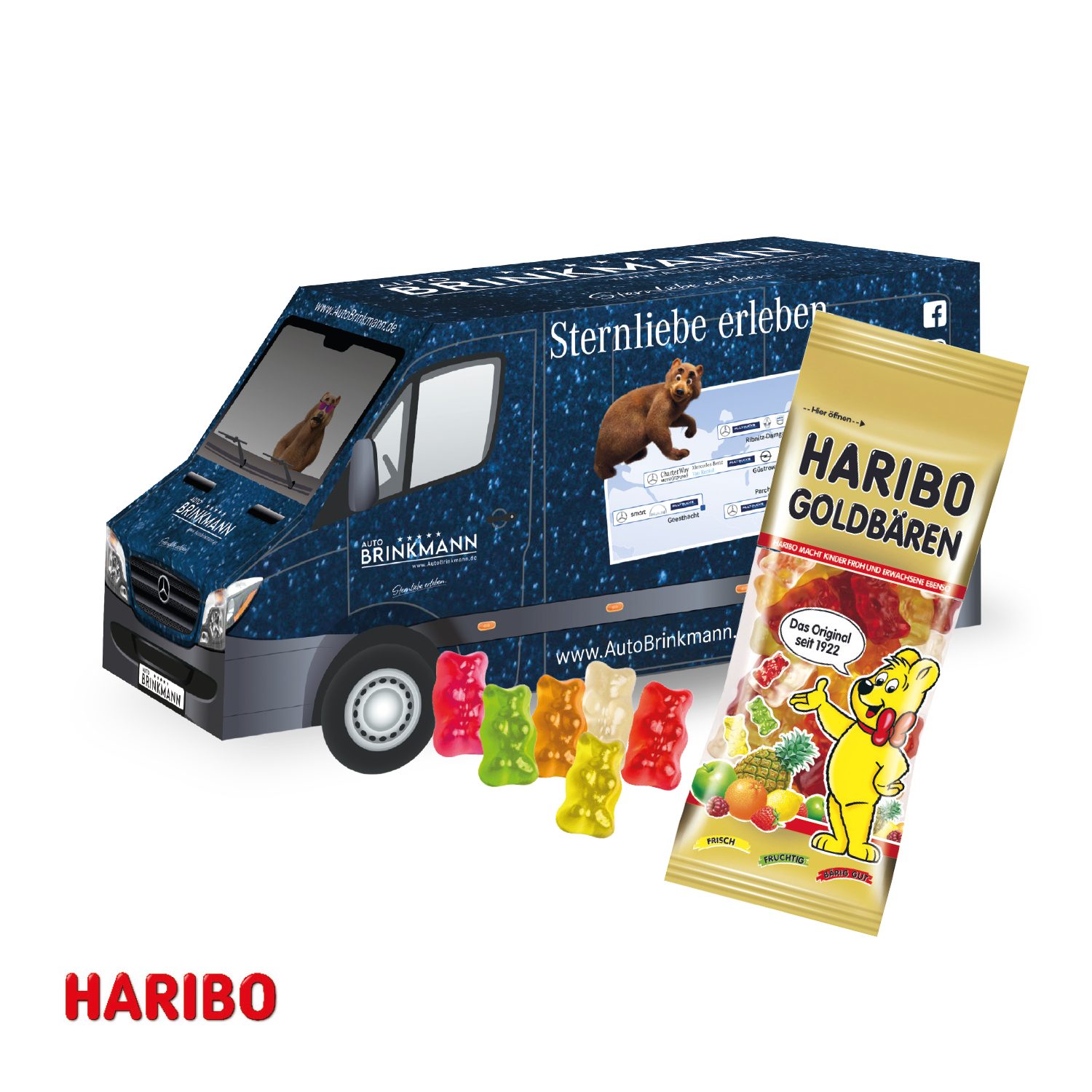 3D Präsent "Transporter" mit Haribo Goldbären