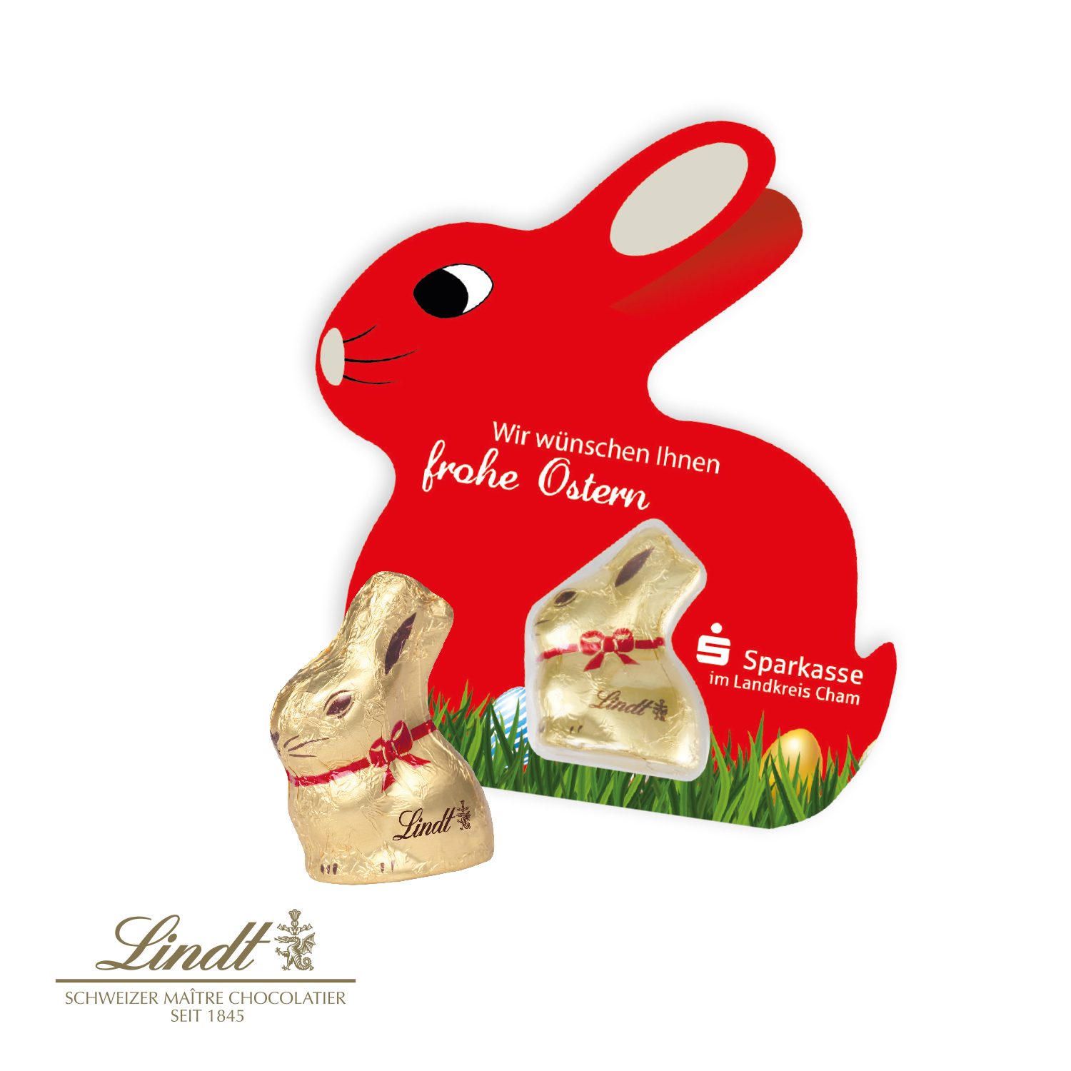 Schokokarte "Hase" mit Lindt Goldhase