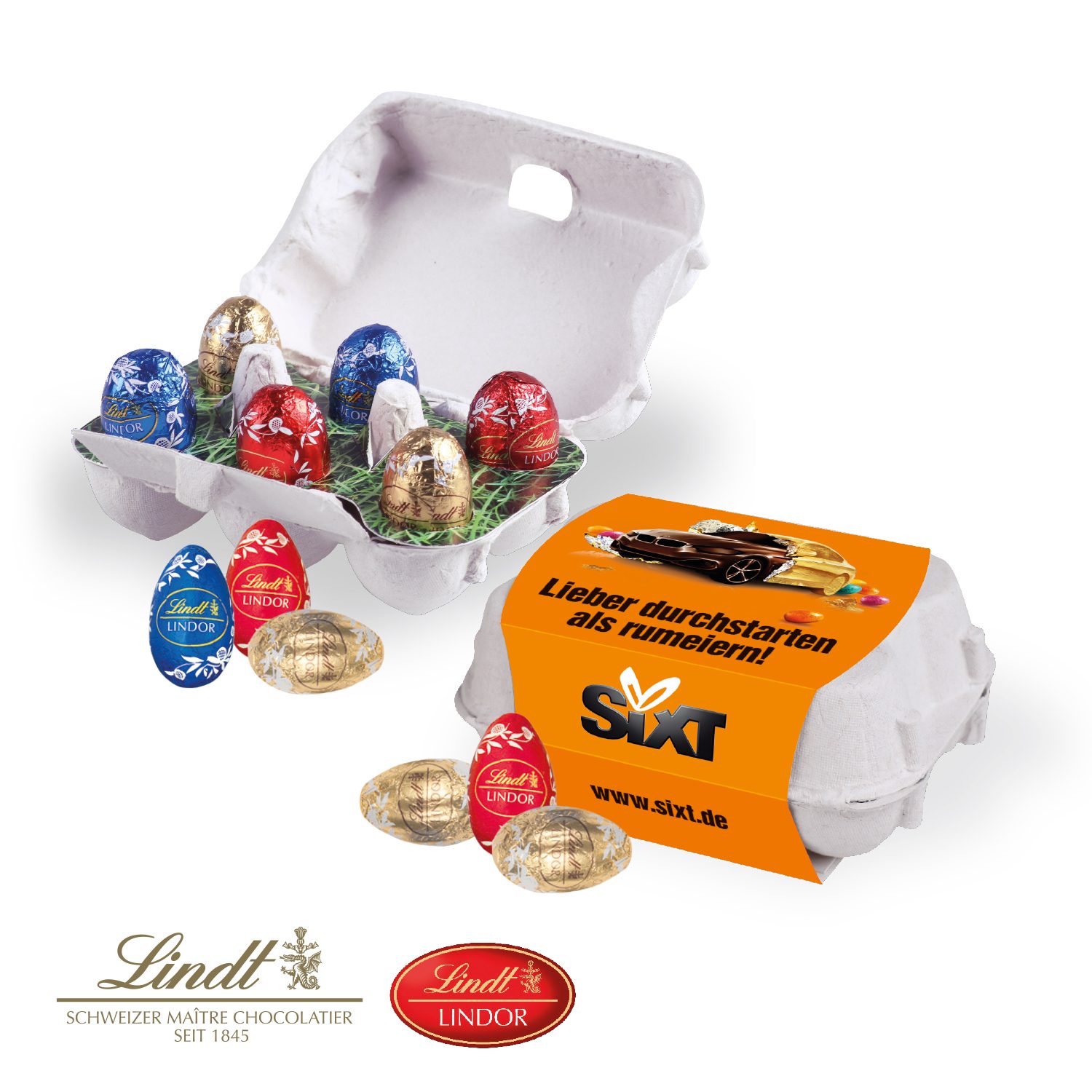 Schoko-Eier 6er Set mit Lindt Schokolade