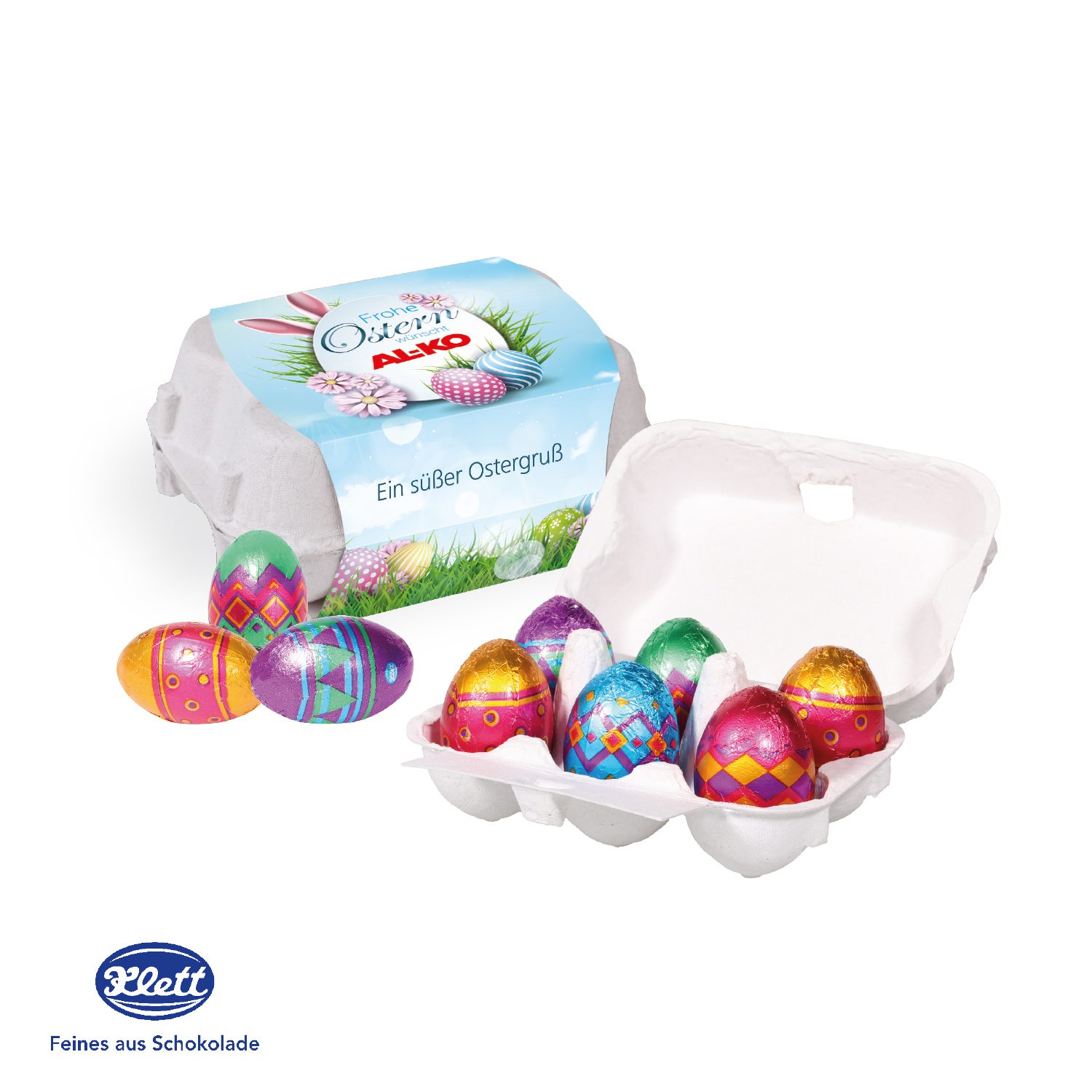 Schoko-Eier 6er mit Klett Schokolade