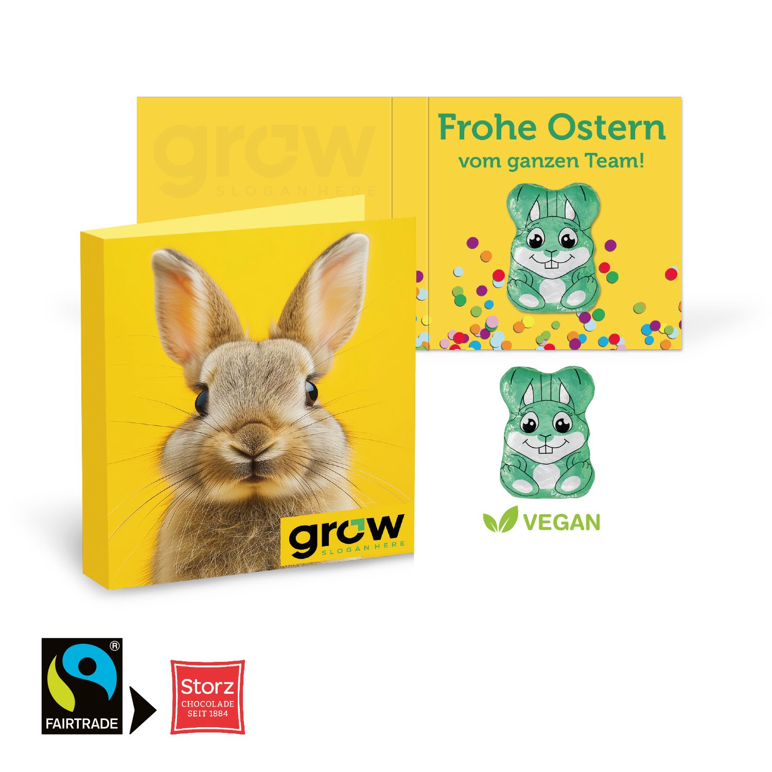 Werbe-Klappkarte Osterhase Vegan