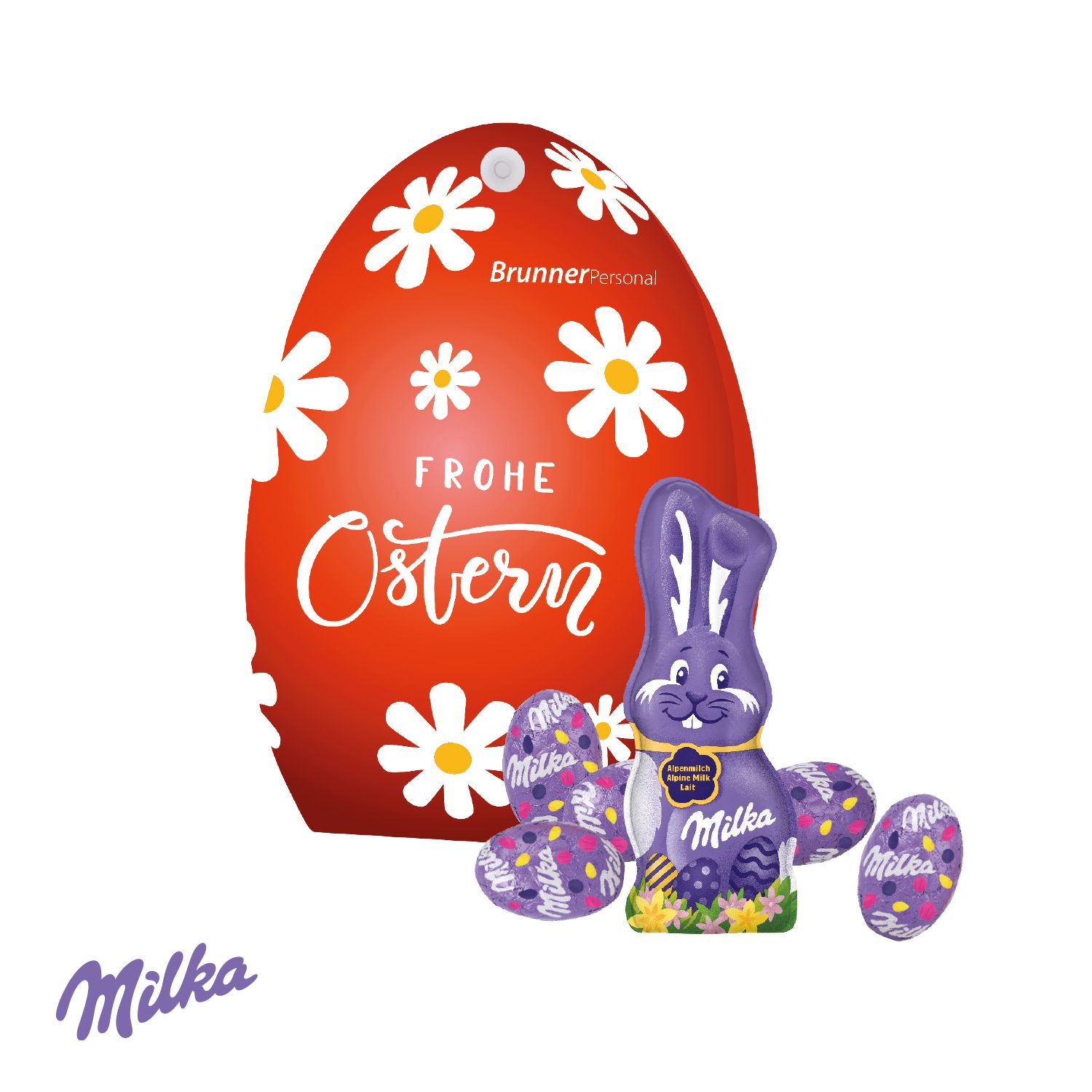 Werbe-Osterei mit Schokoladenmischung von Milka