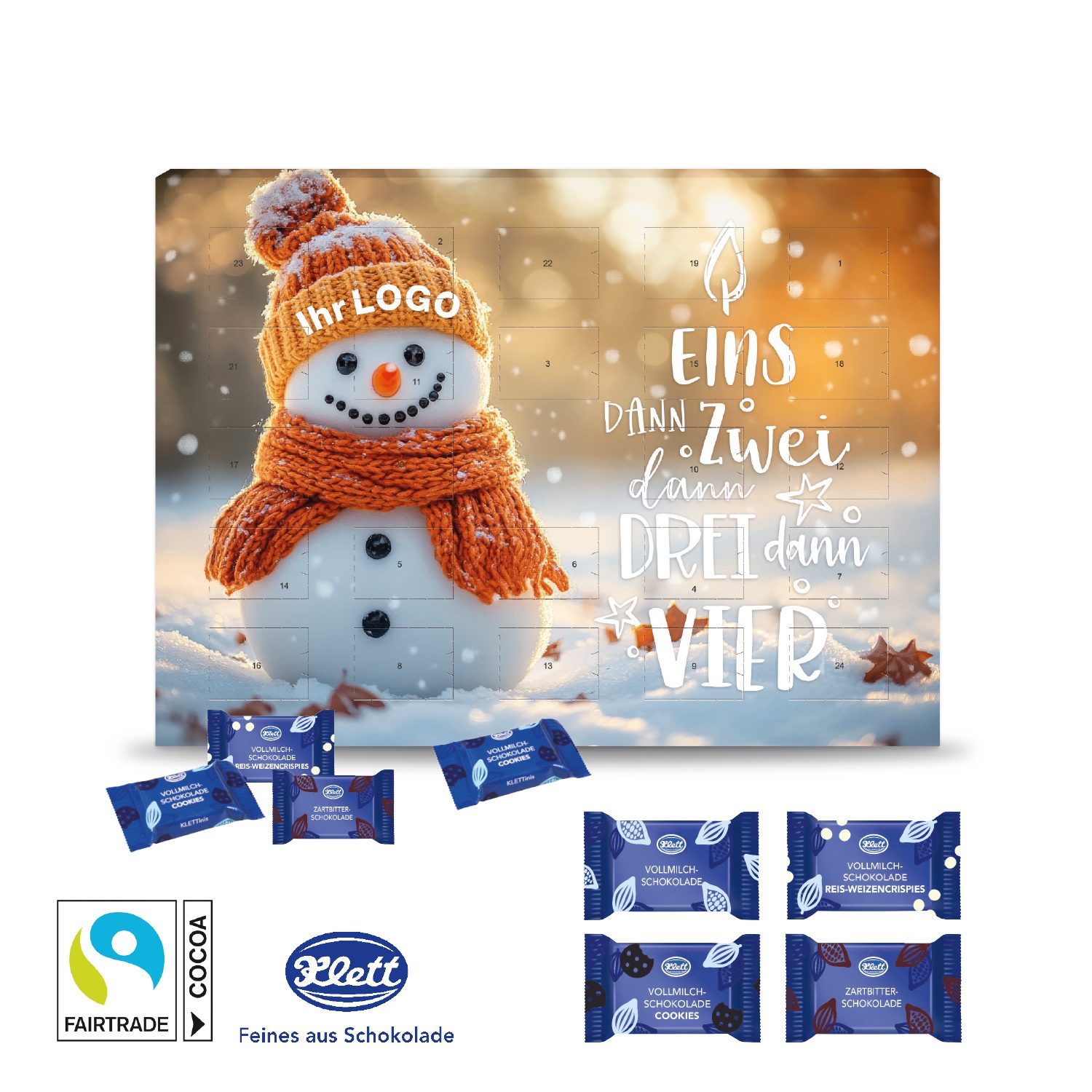 Wand-Adventskalender mit Klett Fairtrade® Schokolade