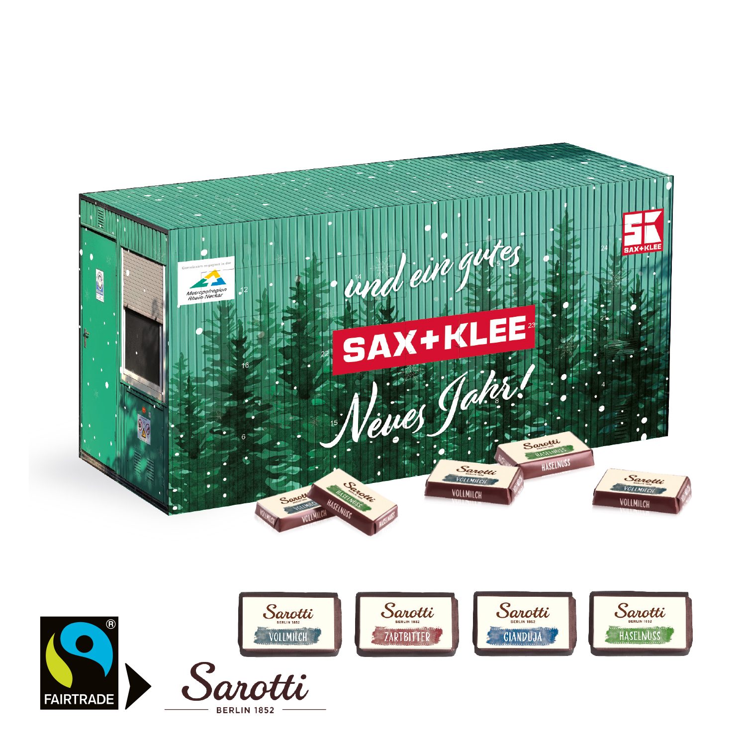 3D Adventskalender "Container" mit Sarotti Fairtrade® Schokolade