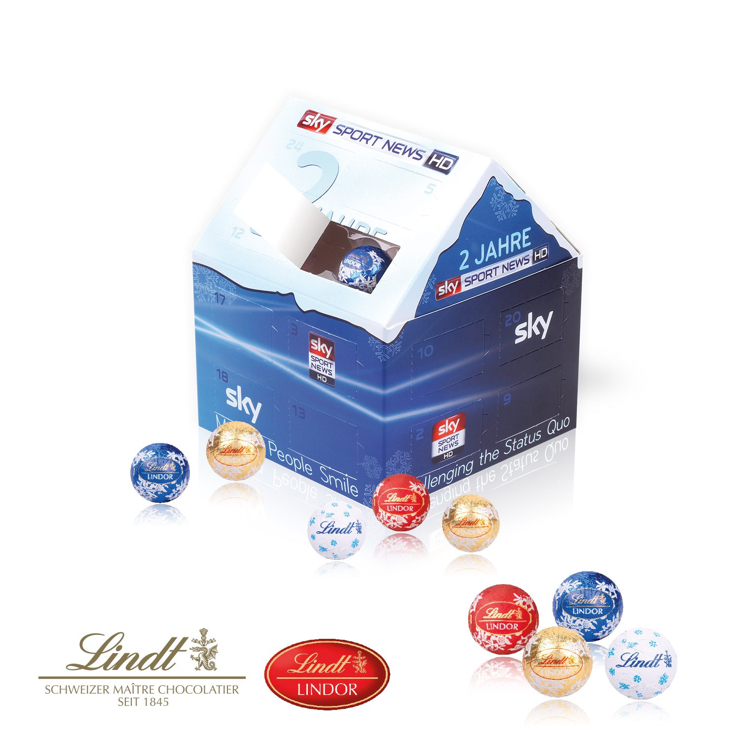 Adventskalender "Weihnachtshaus" Classic mit Lindt Schokolade