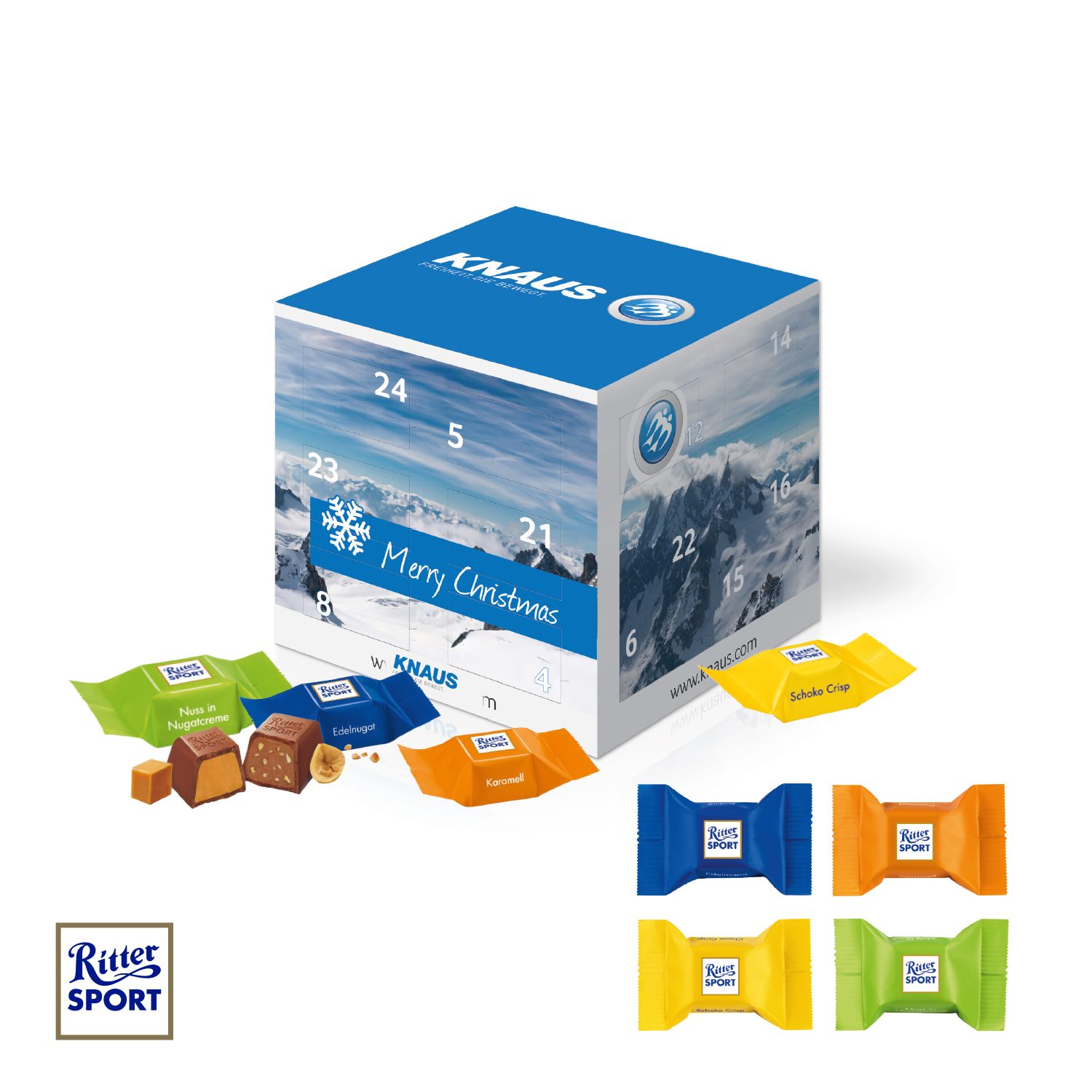 Adventskalender "Cube" mit Ritter SPORT Schokowürfel