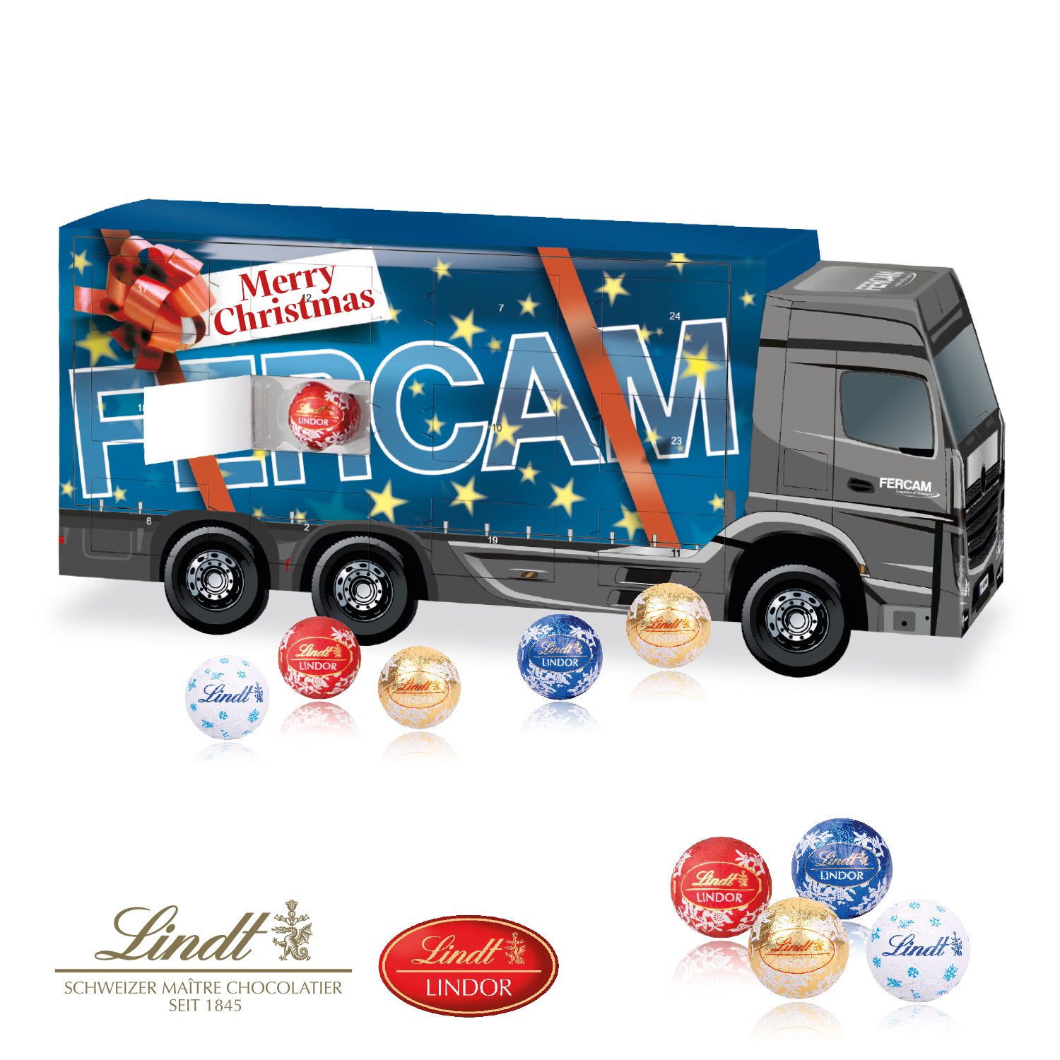 3D Adventskalender "LKW" mit Lindt Schokolade