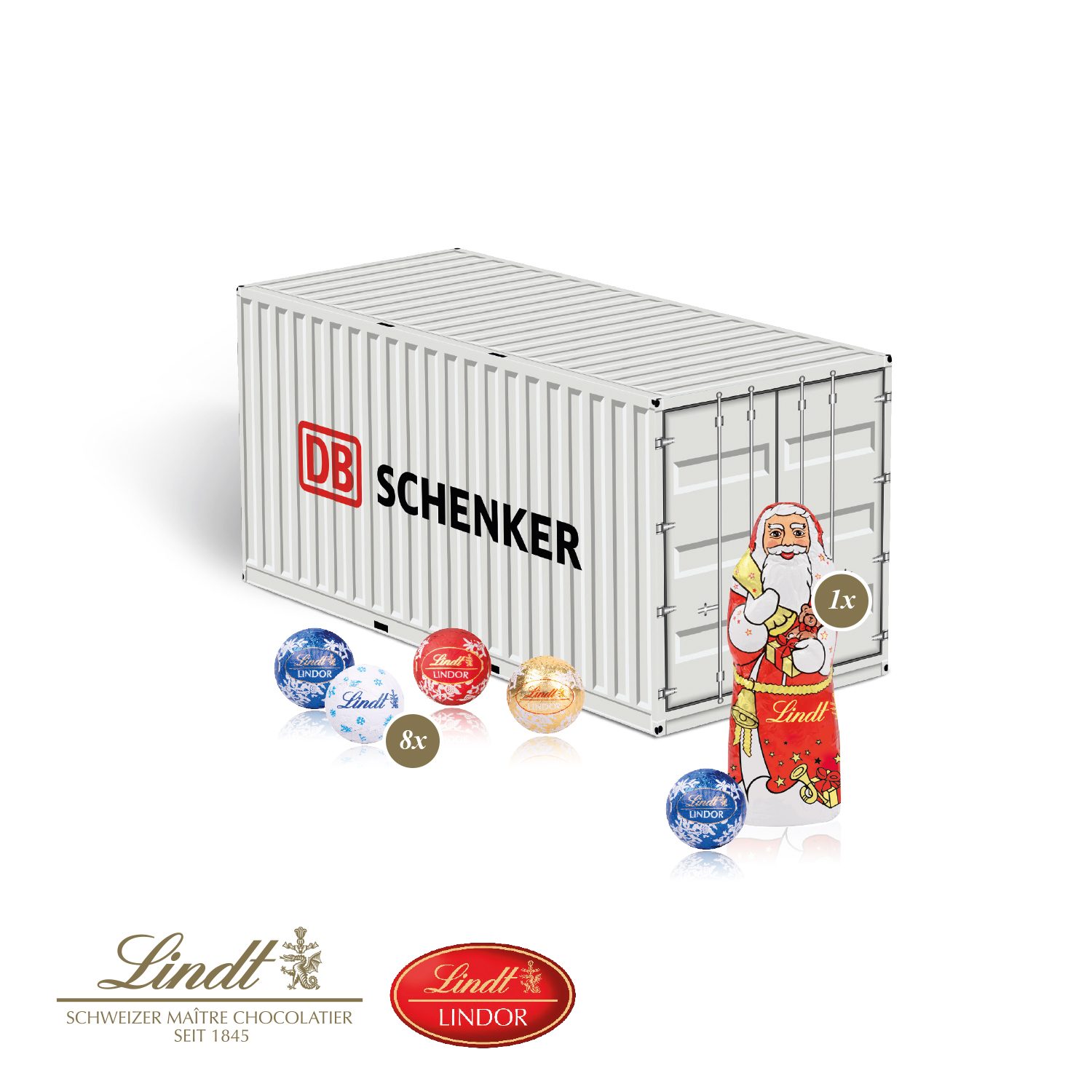 3D Präsent "Container" mit Lindt Minis und Nikolaus