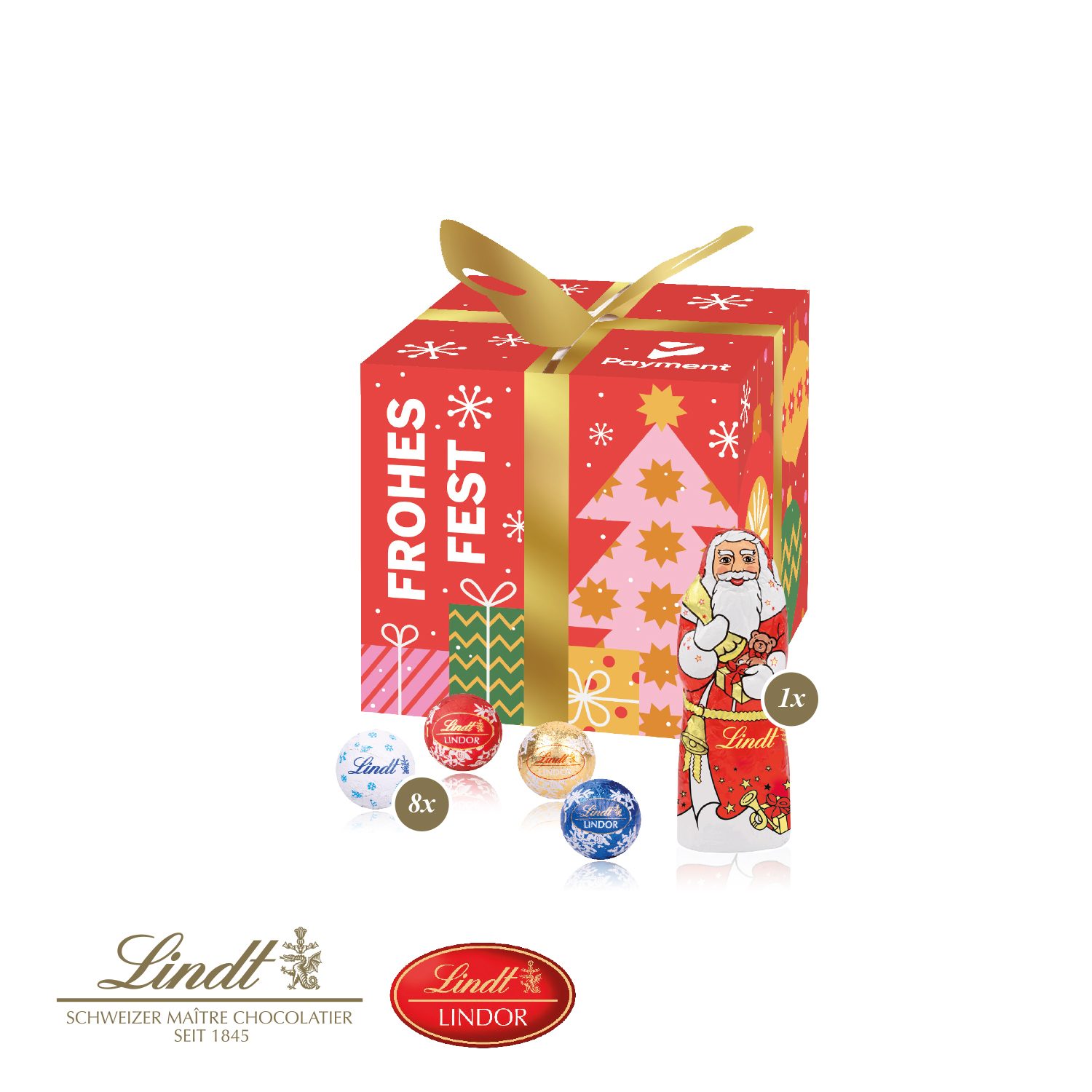 Präsent "Feine Bescherung" mit Lindt Minis und Nikolaus