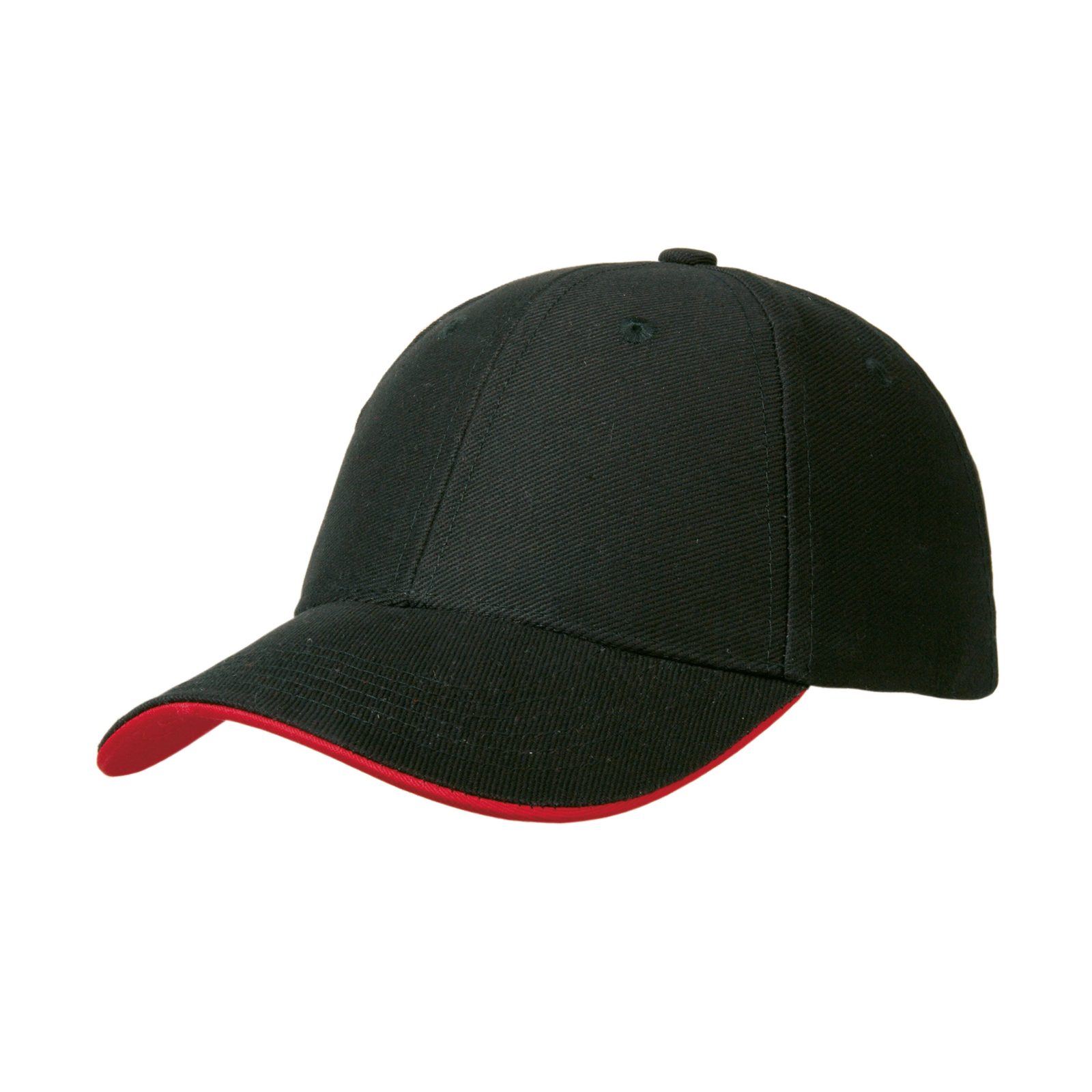 Heavy Twill Duo Tone Strap Cap, Schwarz/Rot