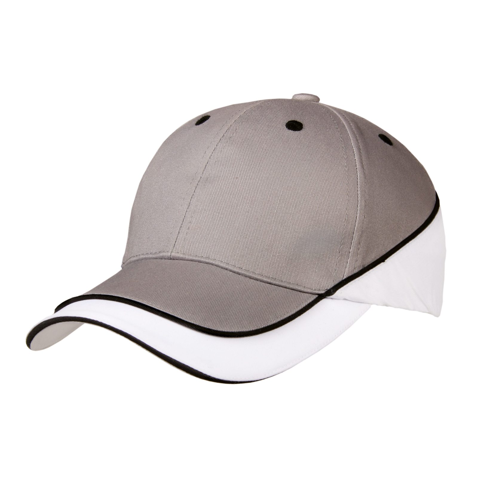 Luxury Cotton/Microfiber Sports Cap, Grau/Weiß
