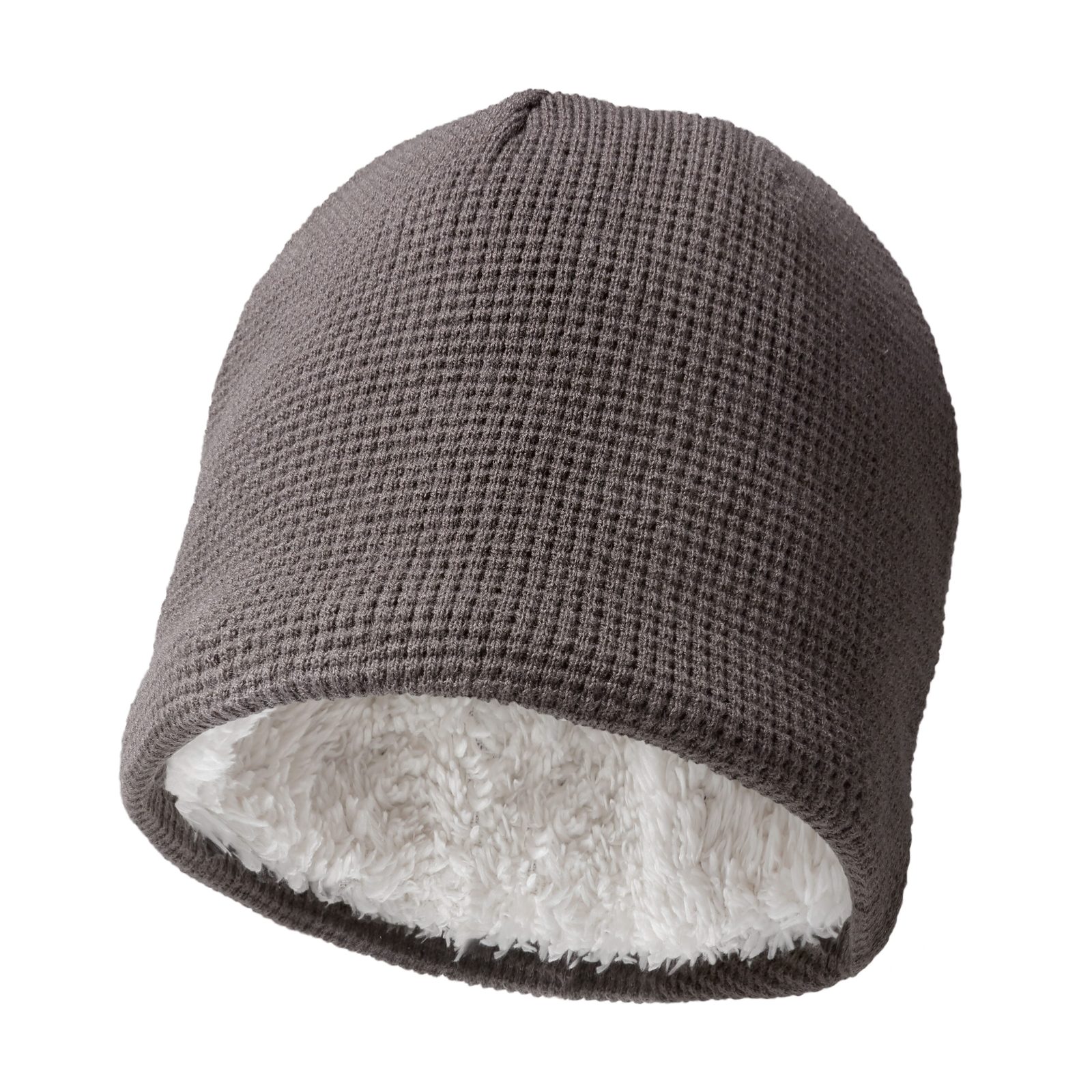 Luxury Beanie With Teddy Lining, Dunkel Grau