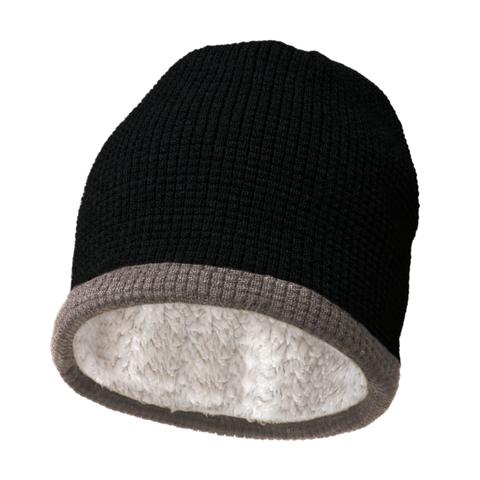 Luxury Beanie With Teddy Lining, Schwarz/Dunkelgrau