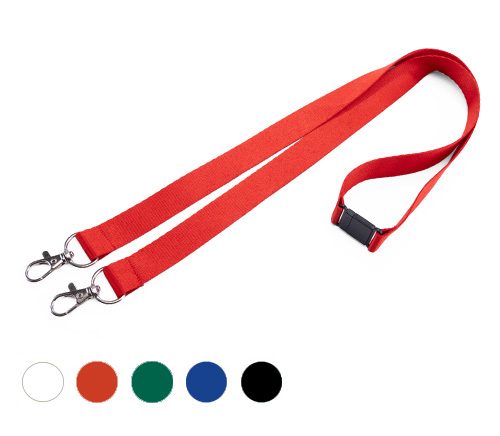 Schlüsselband ohne Druck mit Doppel-Metallkarabiner und Sicherheitsverschluss (Modell 1.6)