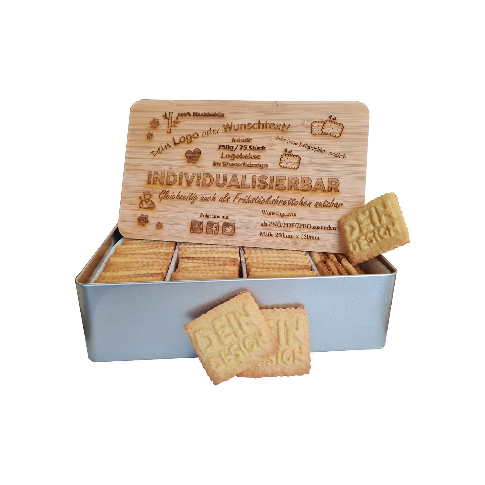 Silberdose mit Holzdeckel und eigener Gravur
